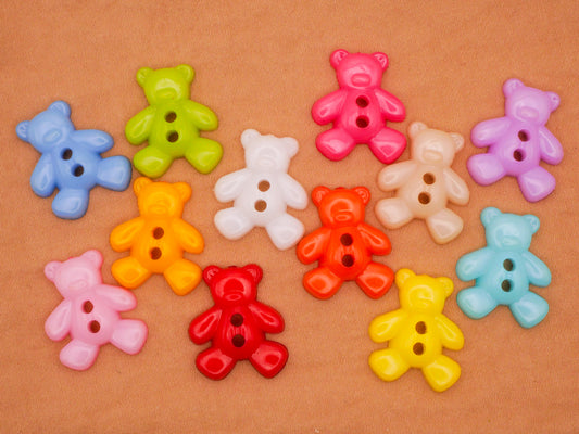 Teddy Bear Colorful Plastic Assorted Set of Ten Buttons 16x19mm