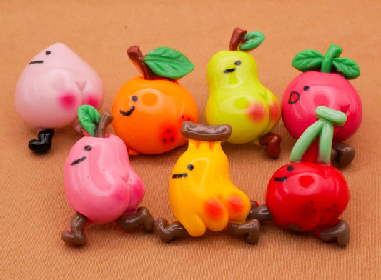 Running Fruit Blushing Butts Plastic Button Various 17x23mm