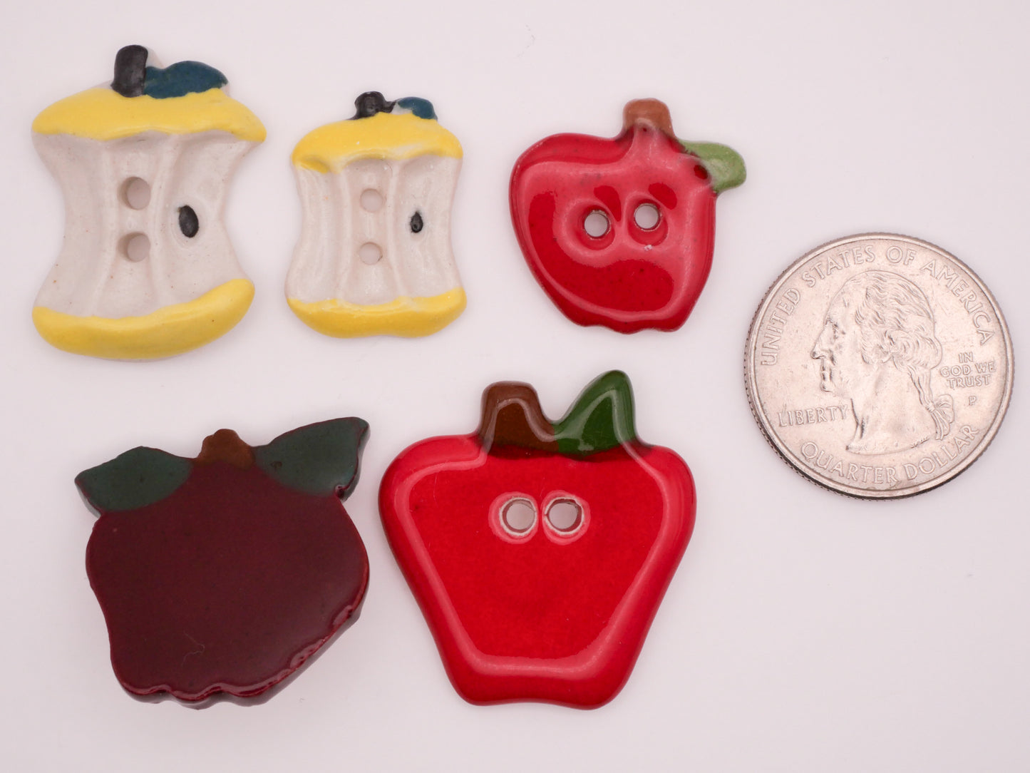 Apple Red Yellow Hand-Painted Ceramic Button Various 16-28mm