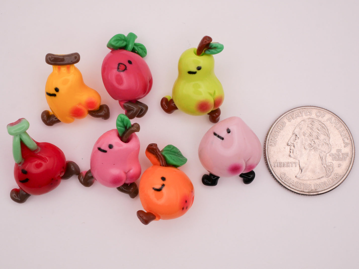 Running Fruit Blushing Butts Plastic Button Various 17x23mm