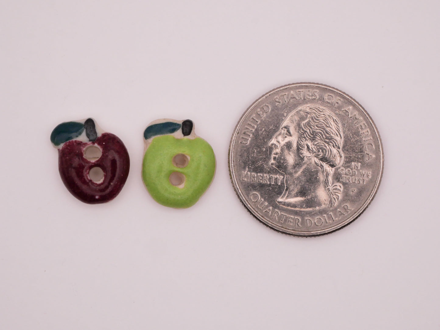 Apple Tiny Hand-Painted Ceramic Button Various 11x14mm