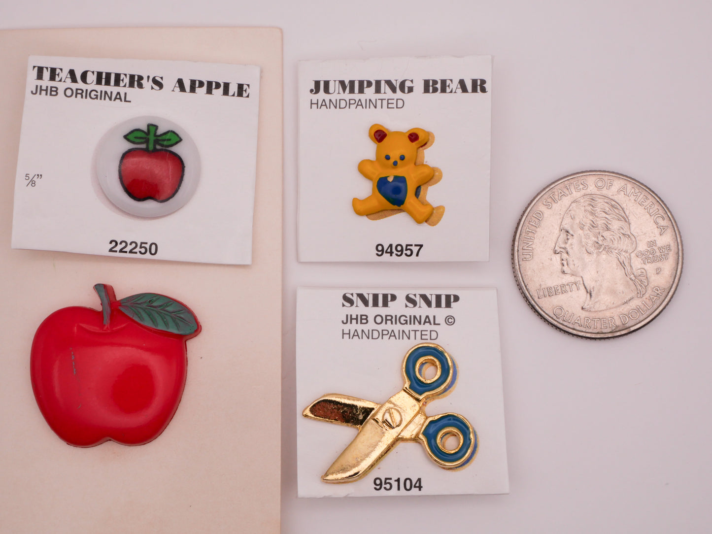 Apple Scissor Bear JHB Sample Carded Button Various 11-23mm