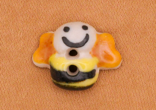 Bee Smiling Hand-Painted Ceramic Button 12x16mm