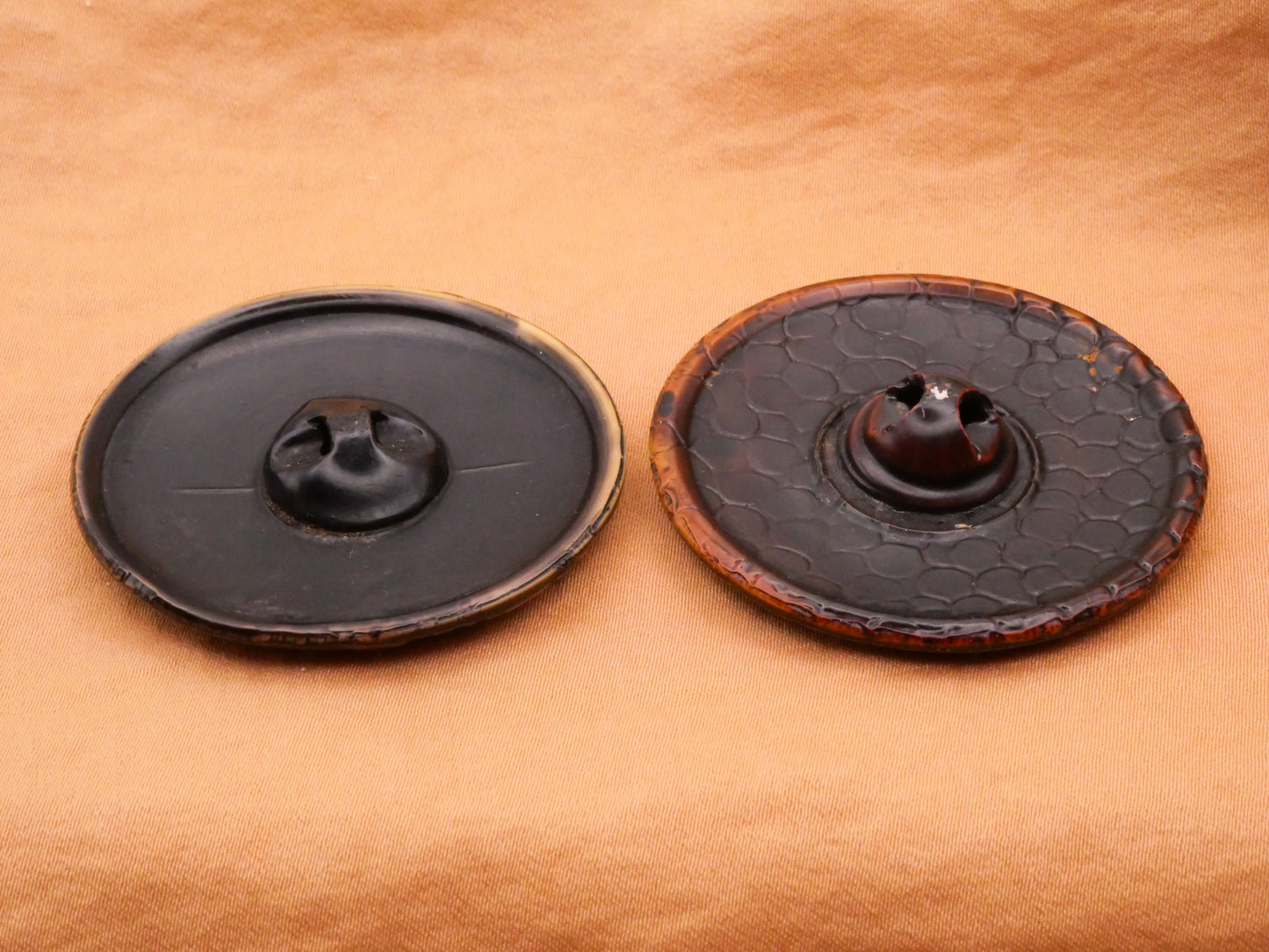 Celluloid Woven Texture Black Brown Early Plastic Large Button Various 43mm