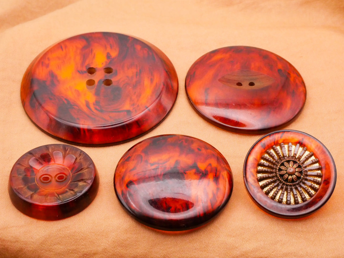 Root Beer Tortoiseshell Look Bakelite Early Plastic Button Various 28-56mm