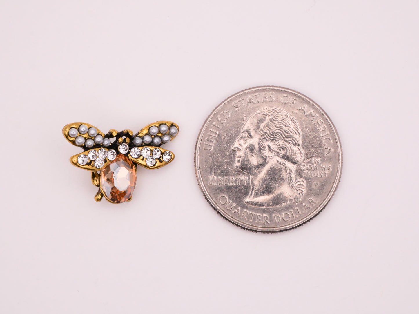 Bee Pearl Rhinestone Pink Gold Metal Button 13-21mm