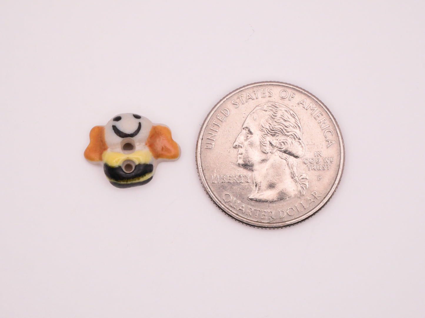 Bee Smiling Hand-Painted Ceramic Button 12x16mm