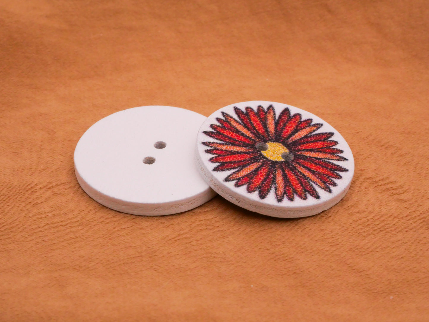 Flower Retro Illustrations Colorful Wood Assorted Set of Ten Buttons 25mm