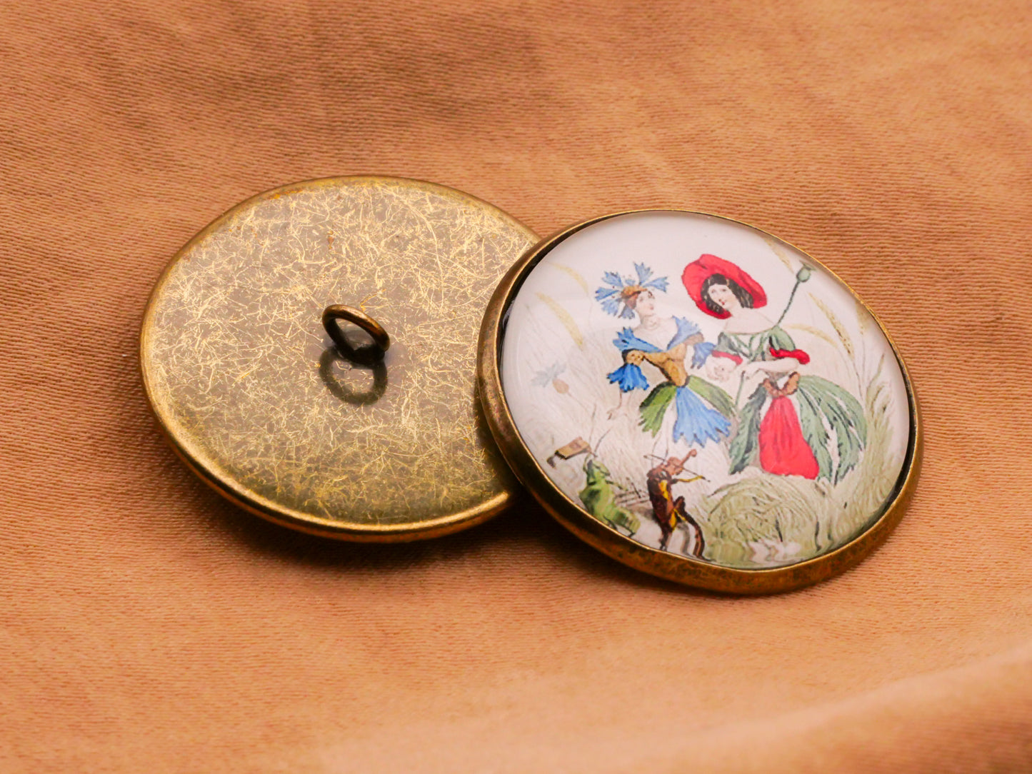 Les Fleurs Flowers Characters Rose Cactus Daisy Cornflower Poppy Daffodil Glass Dome Metal Button Various 28mm