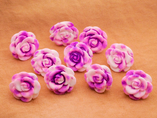 Rose Tie Dye Pink Plastic Set of Ten Buttons 13mm