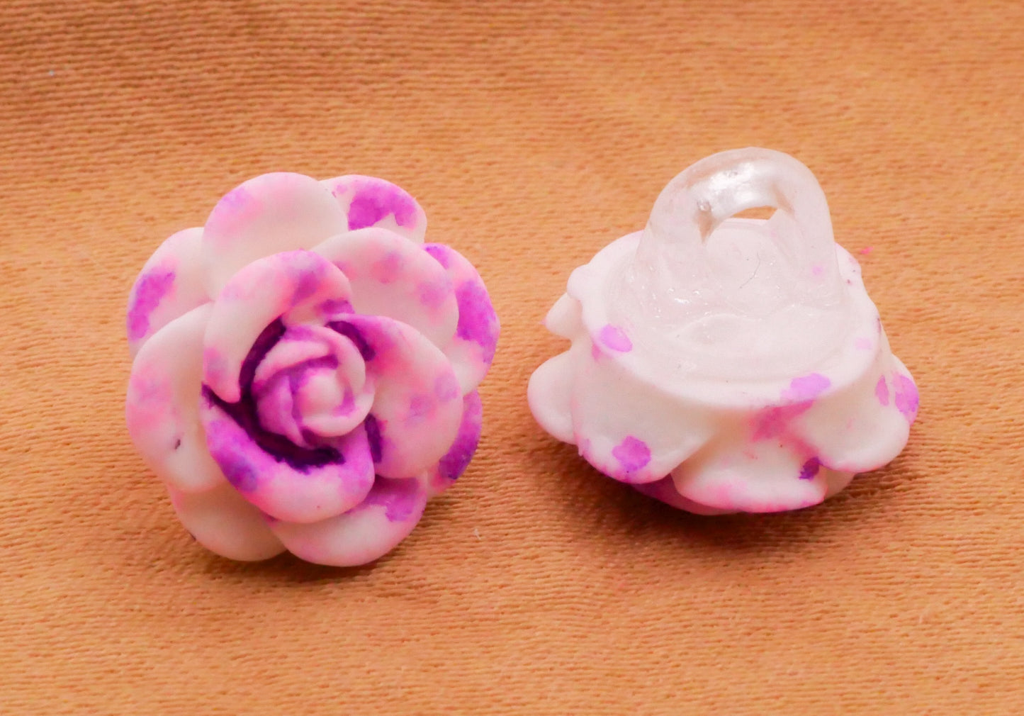 Rose Tie Dye Pink Plastic Set of Ten Buttons 13mm