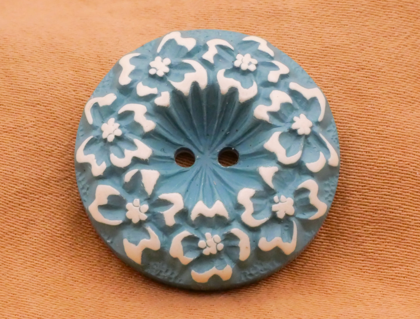 Buffed Celluloid Blue Flower Pink Bubble Early Plastic Button Various 22-23mm