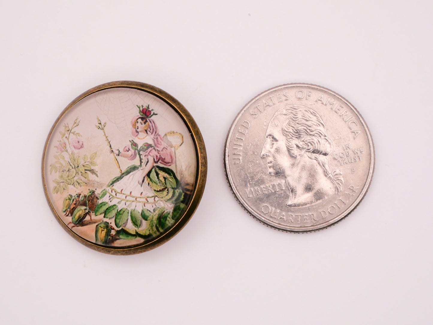 Les Fleurs Flowers Characters Rose Cactus Daisy Cornflower Poppy Daffodil Glass Dome Metal Button Various 28mm