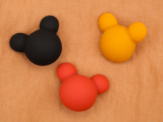 Mickey Mouse Black Rust Mustard Soft Plastic Set of Three Buttons 20x24mm