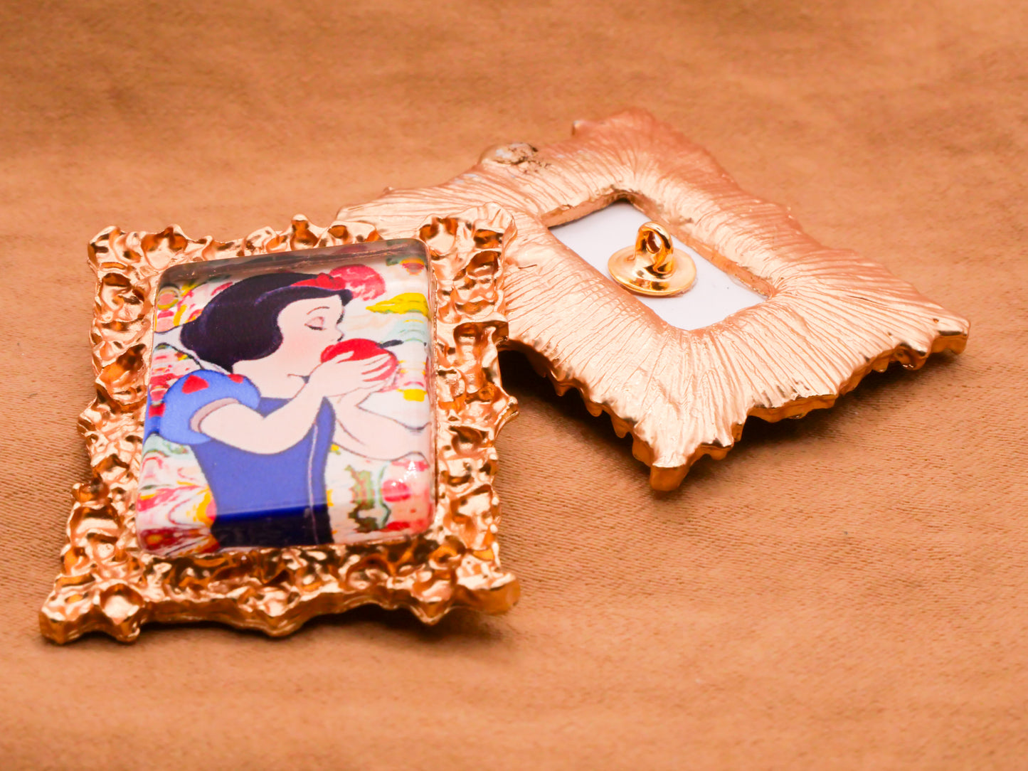 Picture Frame Alice in Wonderland Snow White Glass Metal Button Various 29x36mm