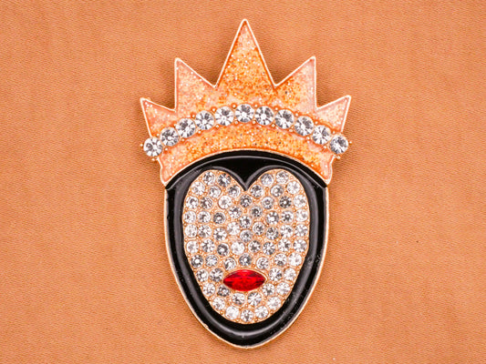 Evil Queen Snow White Large Rhinestone Glitter Resin Enamel Metal Button 30x47mm