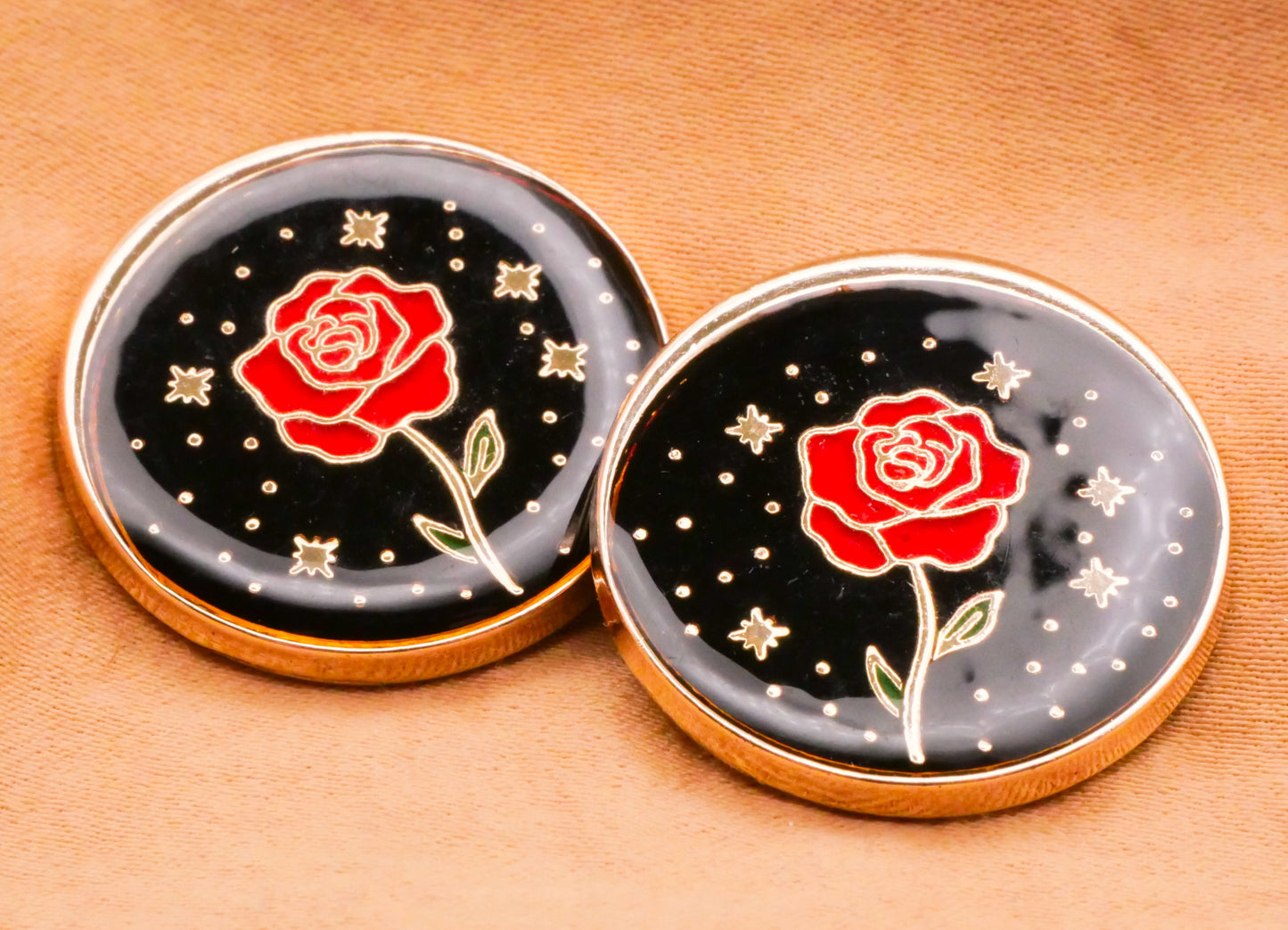 Rose Twinkle Star Beauty and the Beast Resin Metal Button 23mm