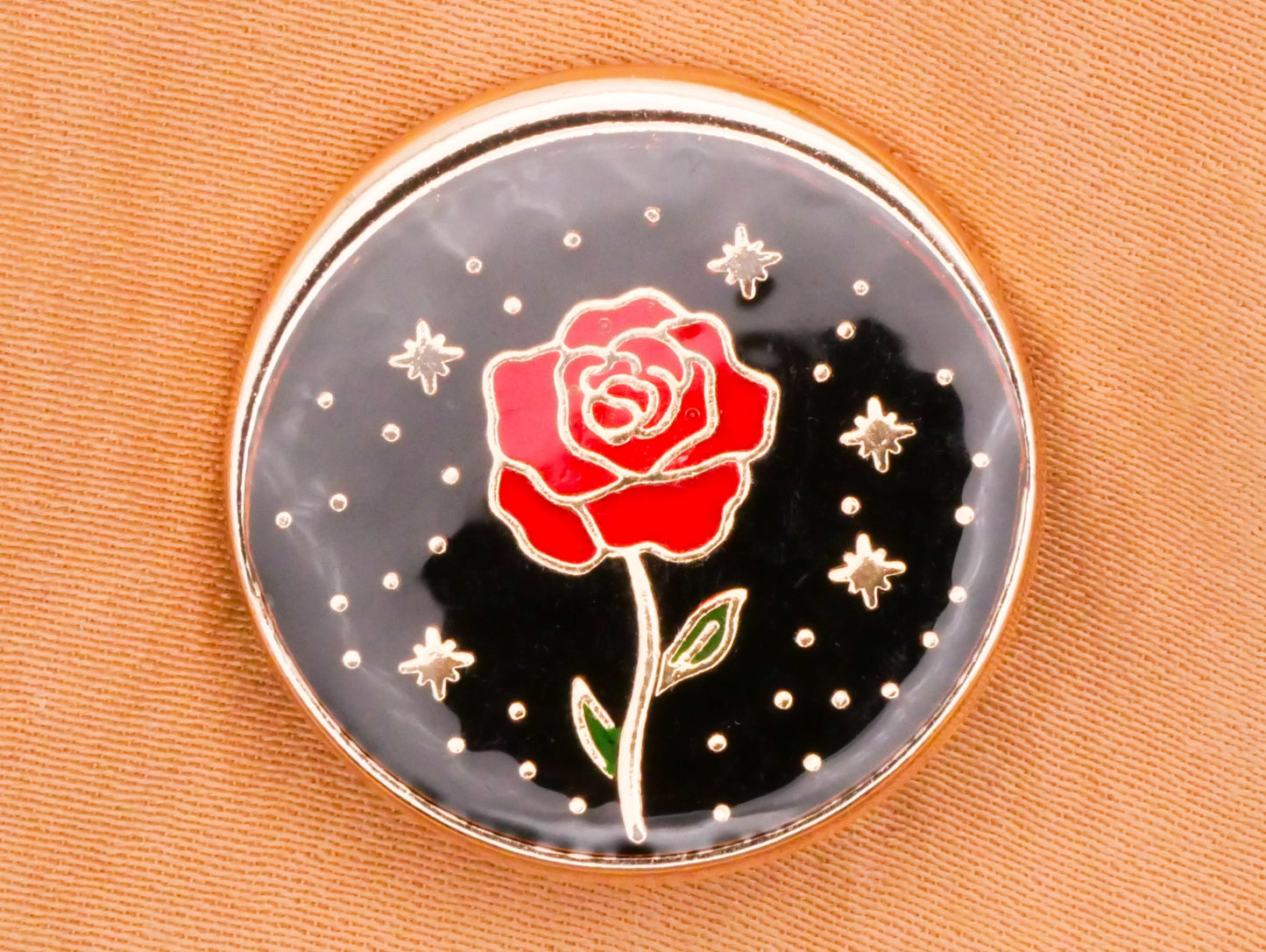 Rose Twinkle Star Beauty and the Beast Resin Metal Button 23mm