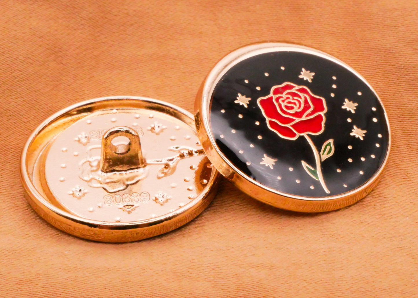 Rose Twinkle Star Beauty and the Beast Resin Metal Button 23mm