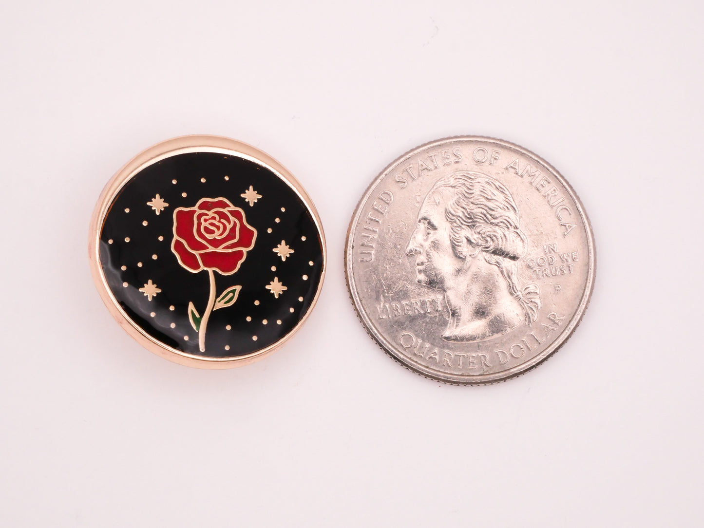 Rose Twinkle Star Beauty and the Beast Resin Metal Button 23mm