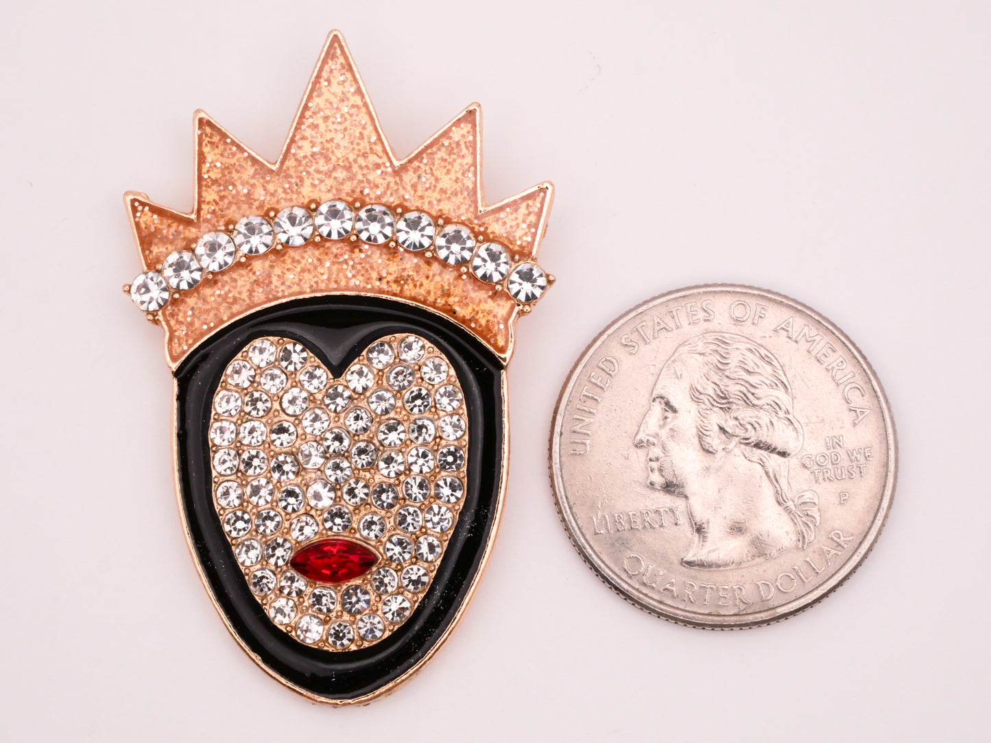 Evil Queen Snow White Large Rhinestone Glitter Resin Enamel Metal Button 30x47mm