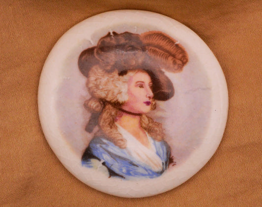 Duchess of Devonshire Portrait Large Transfer Porcelain Button 44mm