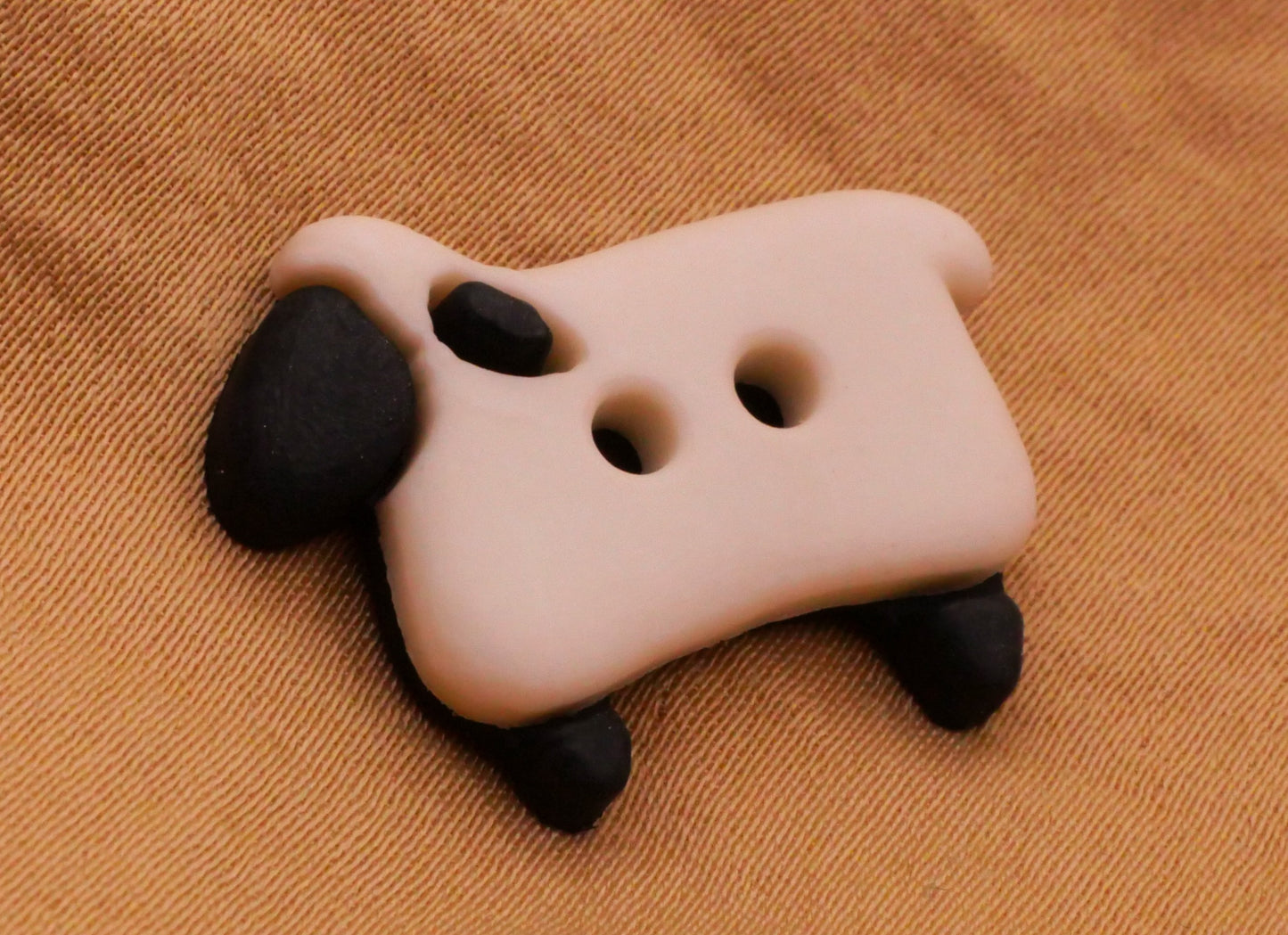 Sheep Lamb White Black Plastic Pair of Buttons 17x24mm