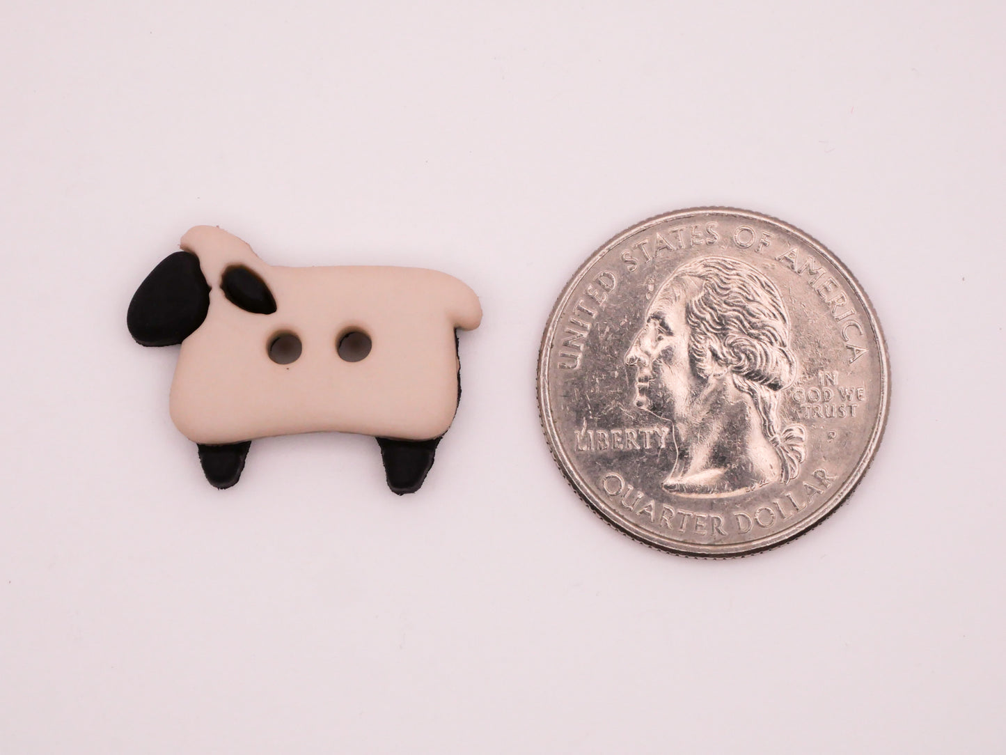 Sheep Lamb White Black Plastic Pair of Buttons 17x24mm