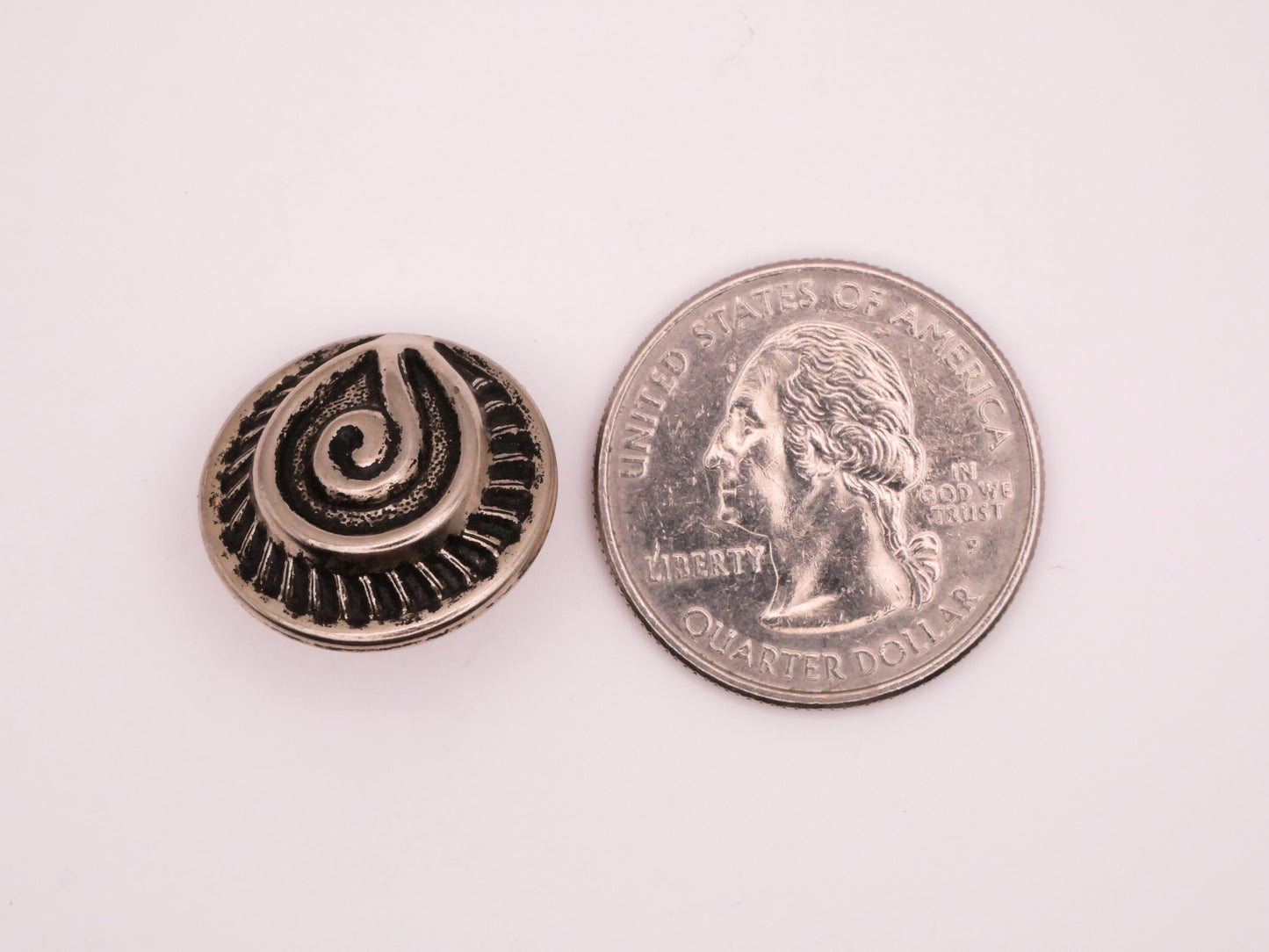 Fiddlehead Flower Plant Silver Metal Button 19mm