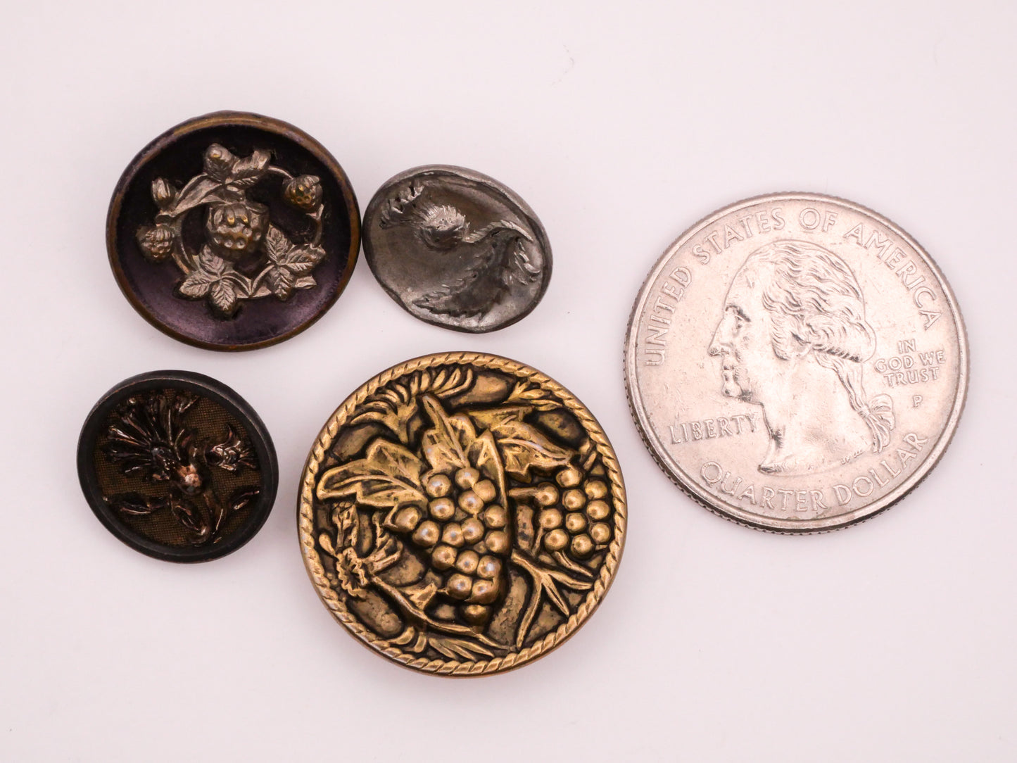 Thistle Fruit Grape Strawberry Metal Button Various 14-23mm