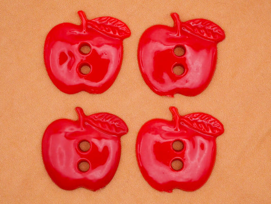 Apple Red Sew-Thru Set of Four Buttons 21mm