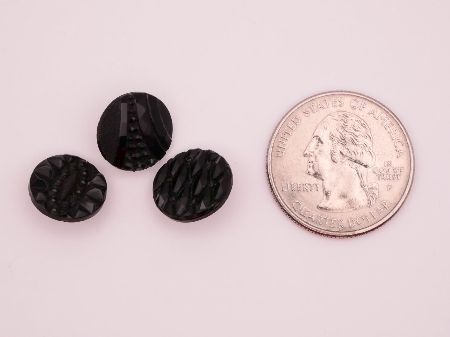 Black Glass Steel Cut Look Vintage Button Various 13mm