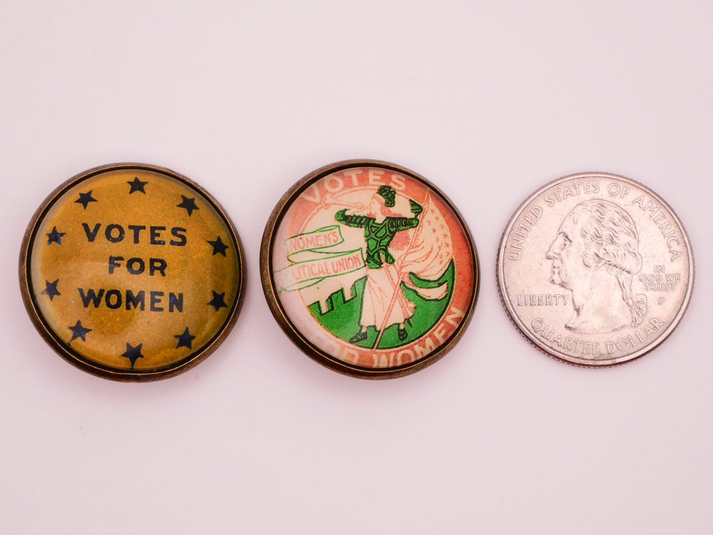 Votes For Women Suffragettes 19th Amendment Vintage Button Reproduction Glass Dome Bronze Metal Button Various 28mm