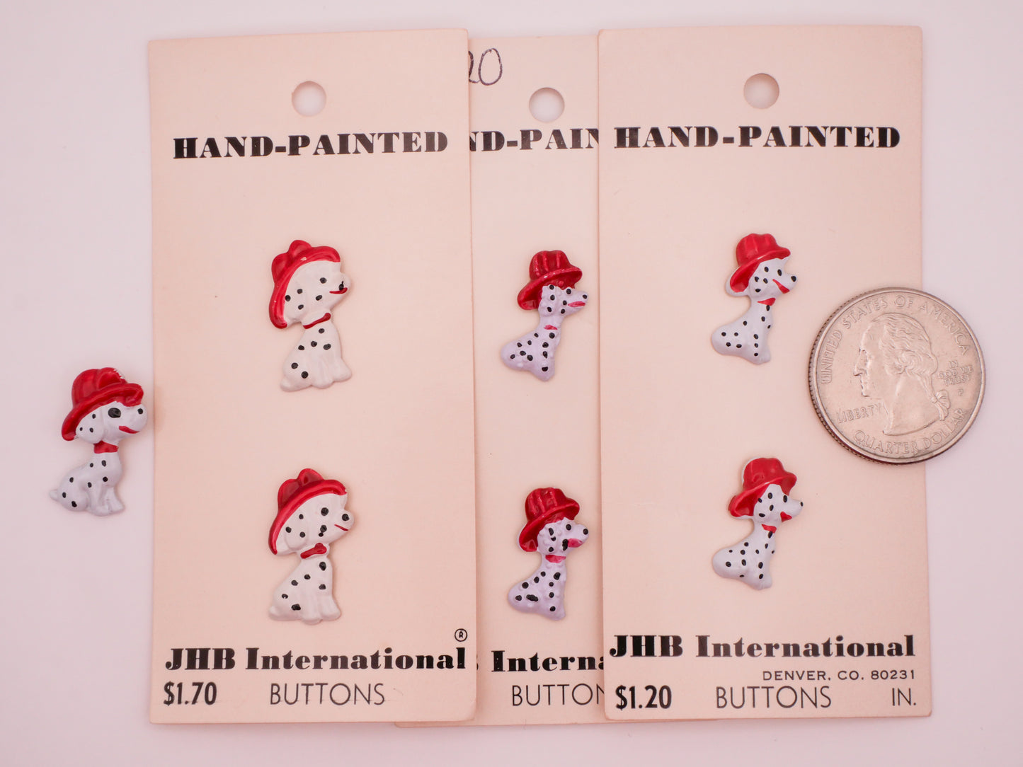 Fireman Dalmatian Dog Hat Hand-Painted Metal JHB Buttons Various 9-21mm