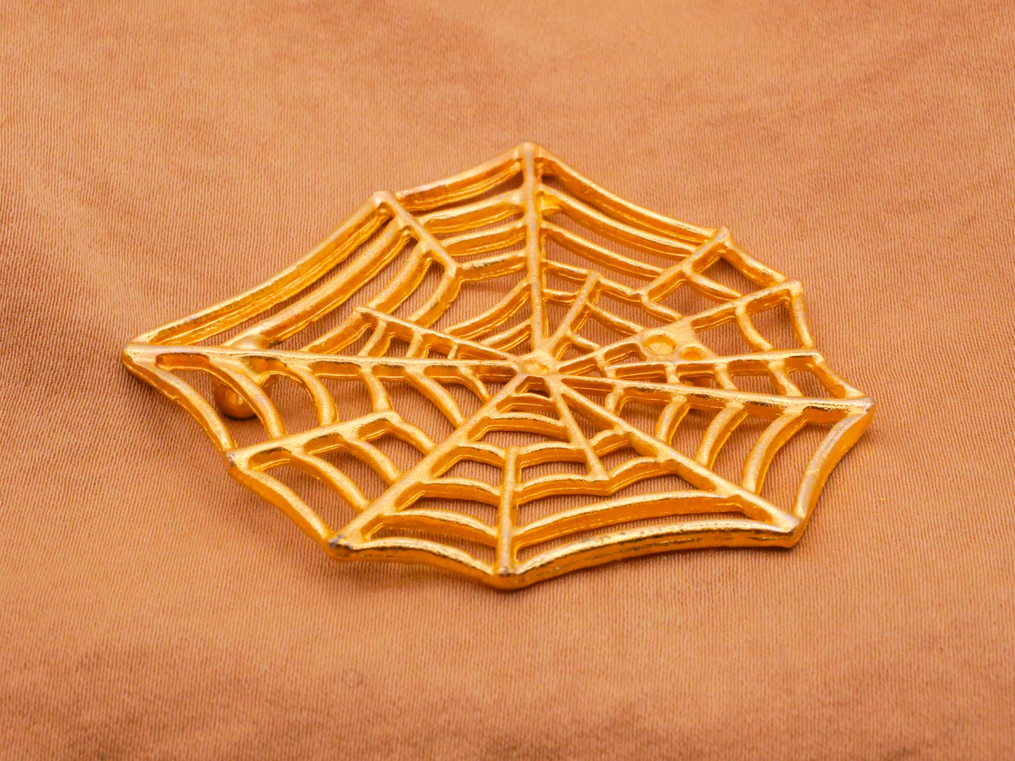 Spider Web Vintage Gold Metal Large Double-Shank Button 49x50mm