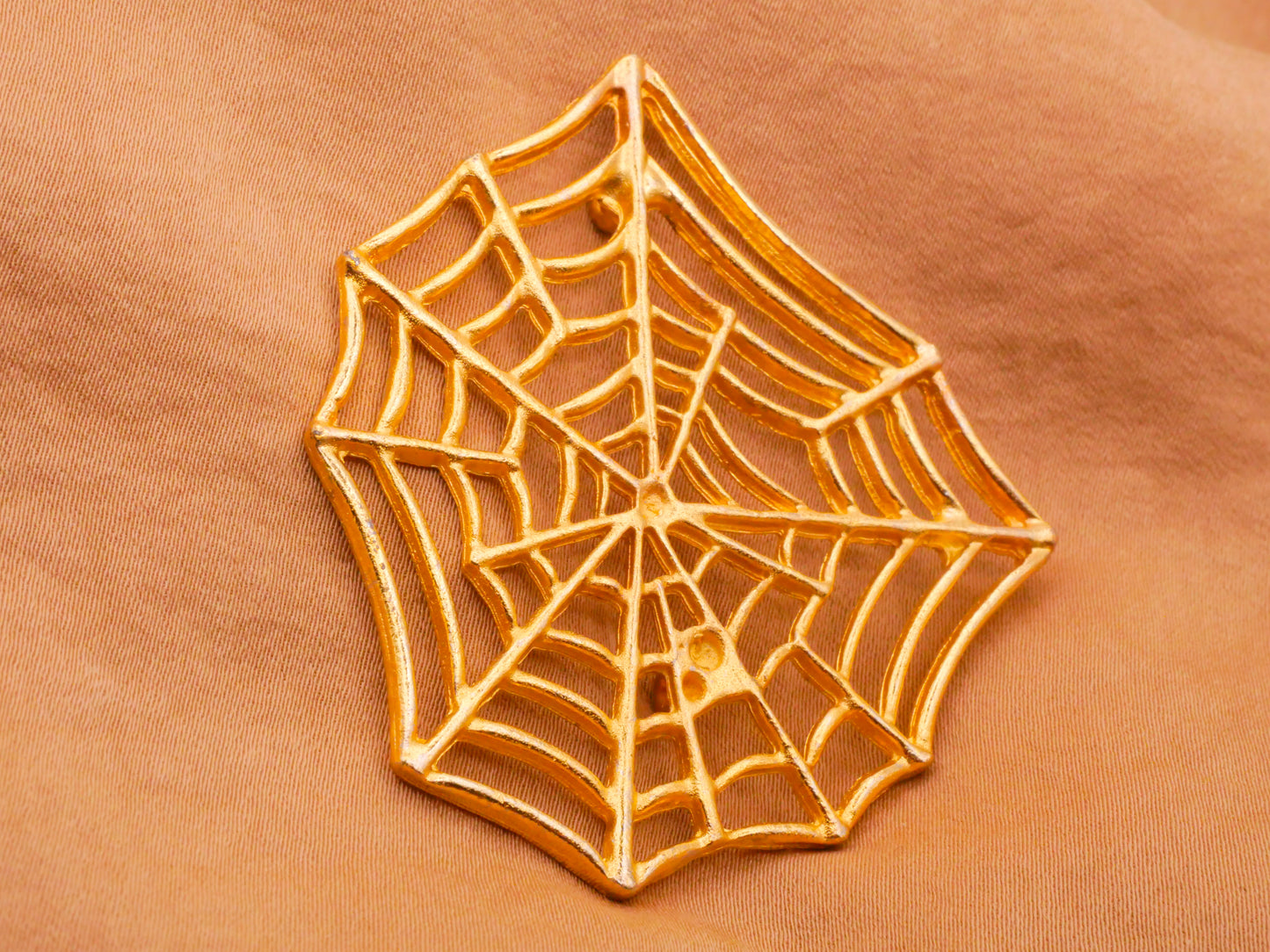 Spider Web Vintage Gold Metal Large Double-Shank Button 49x50mm