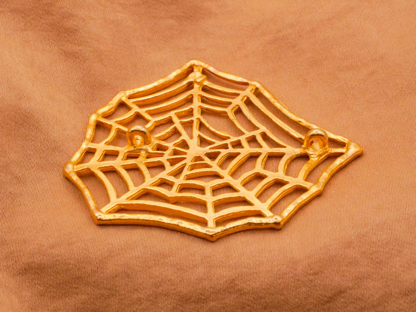 Spider Web Vintage Gold Metal Large Double-Shank Button 49x50mm