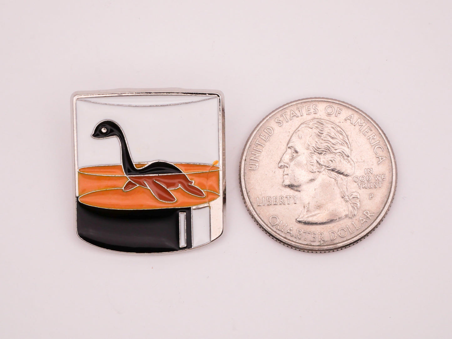 Loch Ness Monster Whiskey Glass Enamel Metal Button 23x26mm