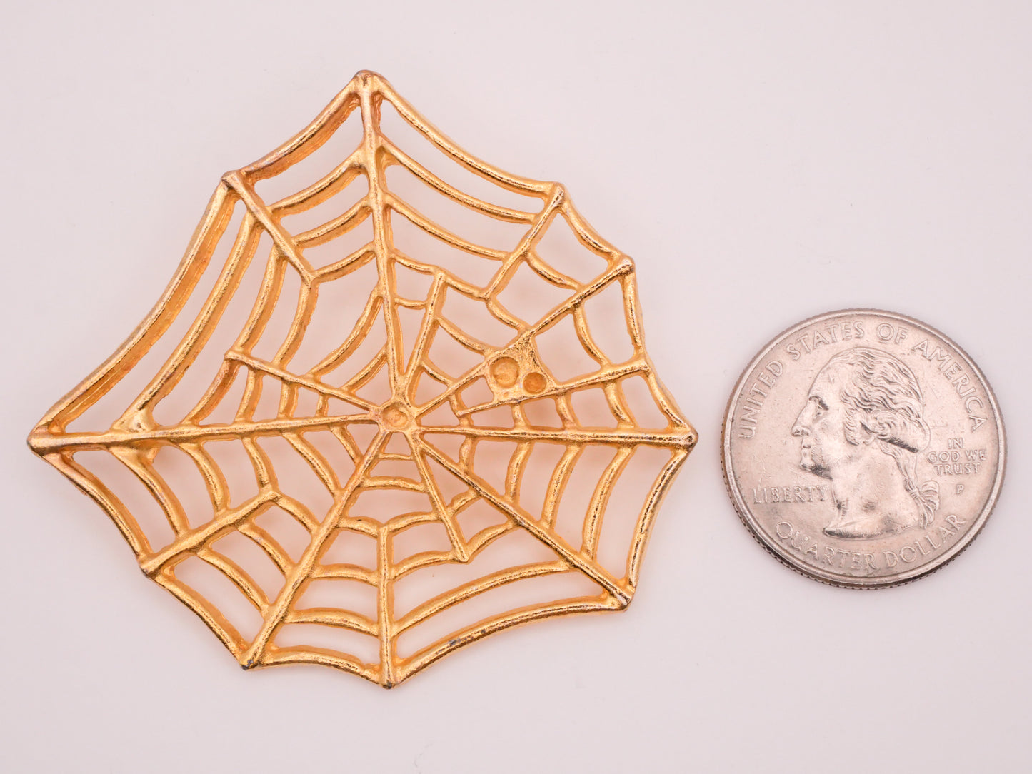 Spider Web Vintage Gold Metal Large Double-Shank Button 49x50mm