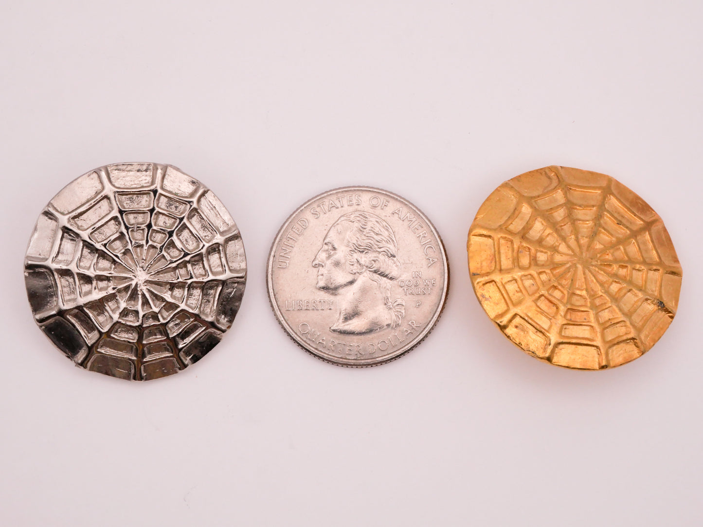 Spider Web Silver Gold Metal Vintage Button Various 29mm