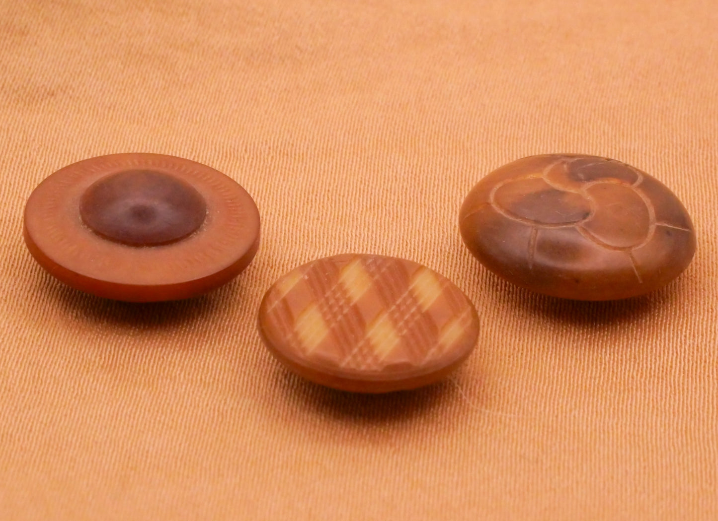 Vegetable Ivory Vintage Tagua Nut Natural Set of Three Buttons 14-16mm