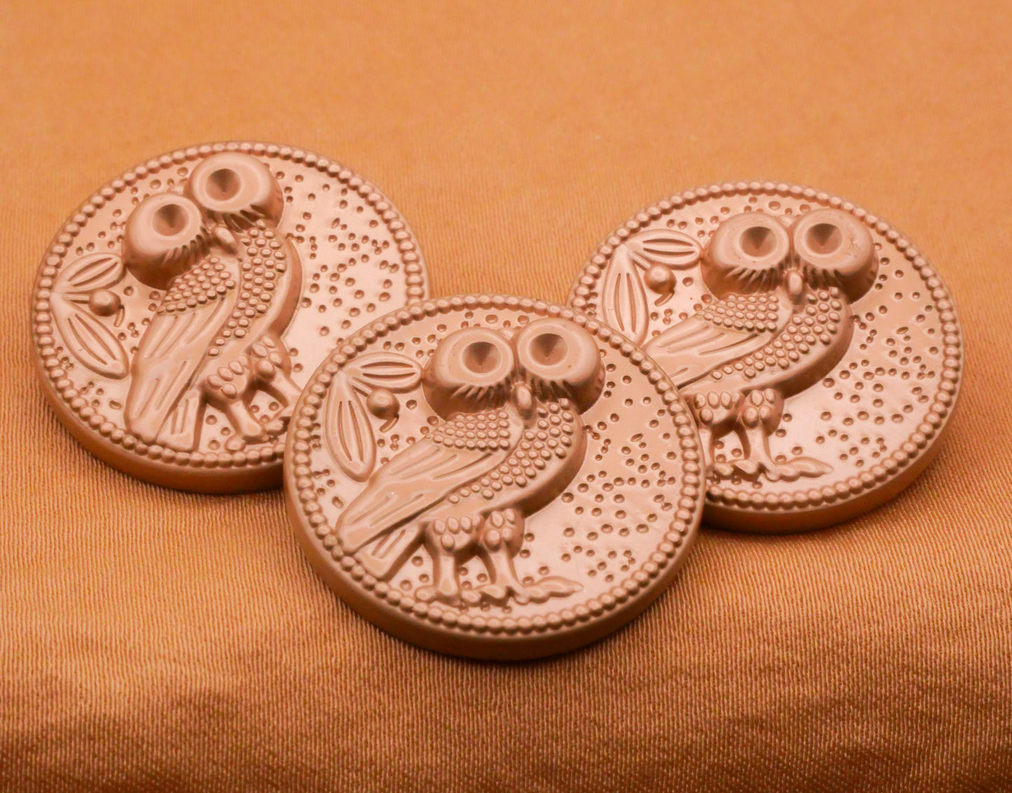 Owl Bird Matte Champagne Metal Button 25mm