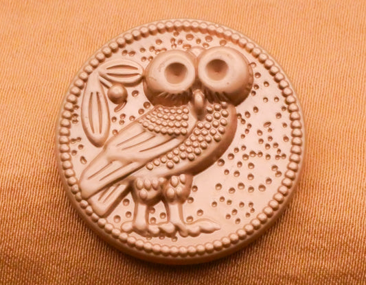 Owl Bird Matte Champagne Metal Button 25mm