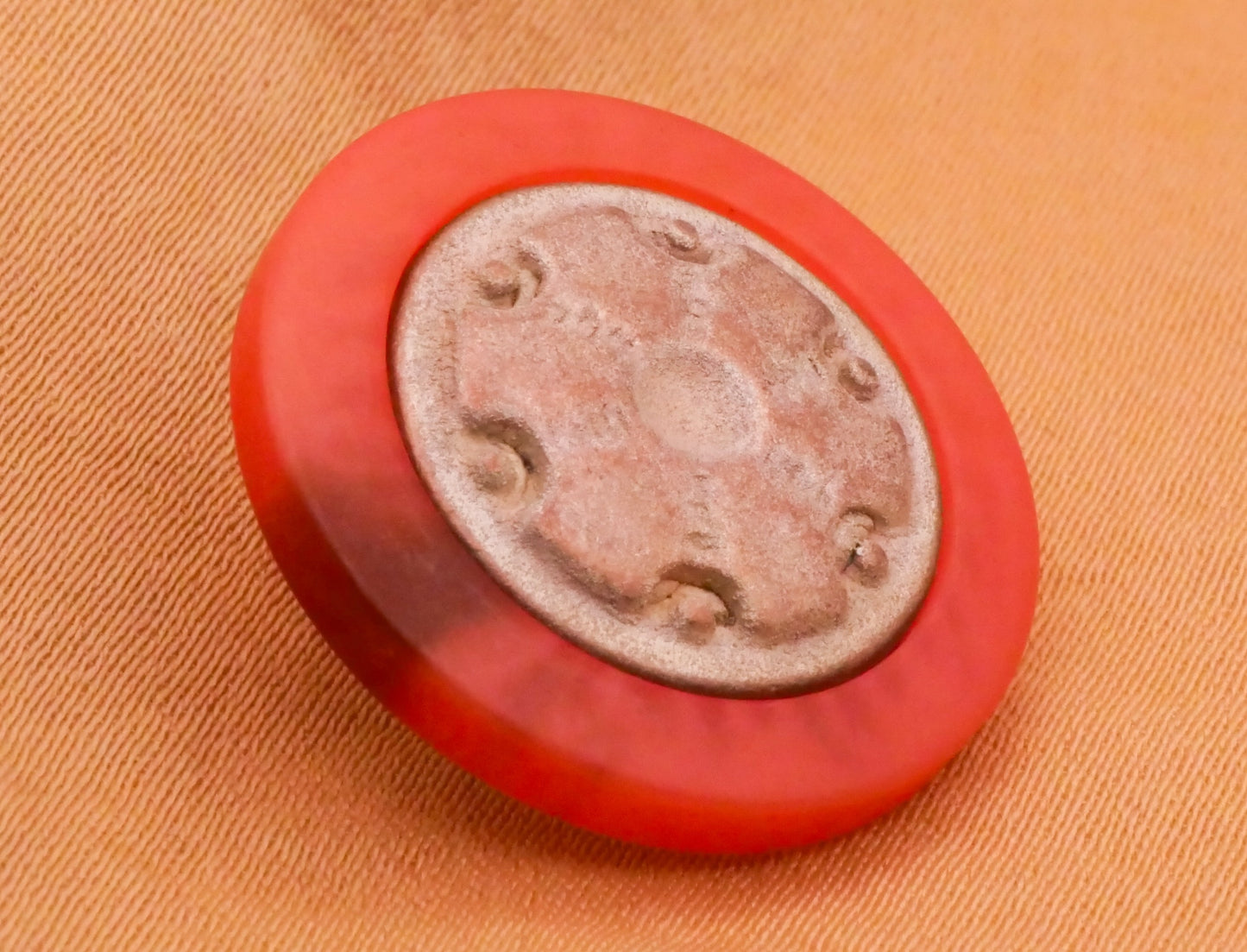 Orange Champagne Vintage Plastic Pair of Buttons 22mm