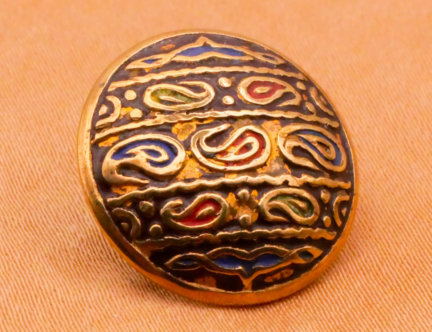 Paisley Flower Enamel Vintage Brass Metal Button Various 12-17mm