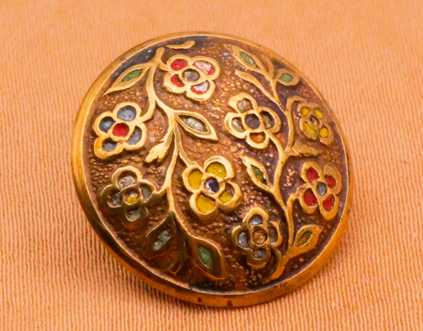 Paisley Flower Enamel Vintage Brass Metal Button Various 12-17mm