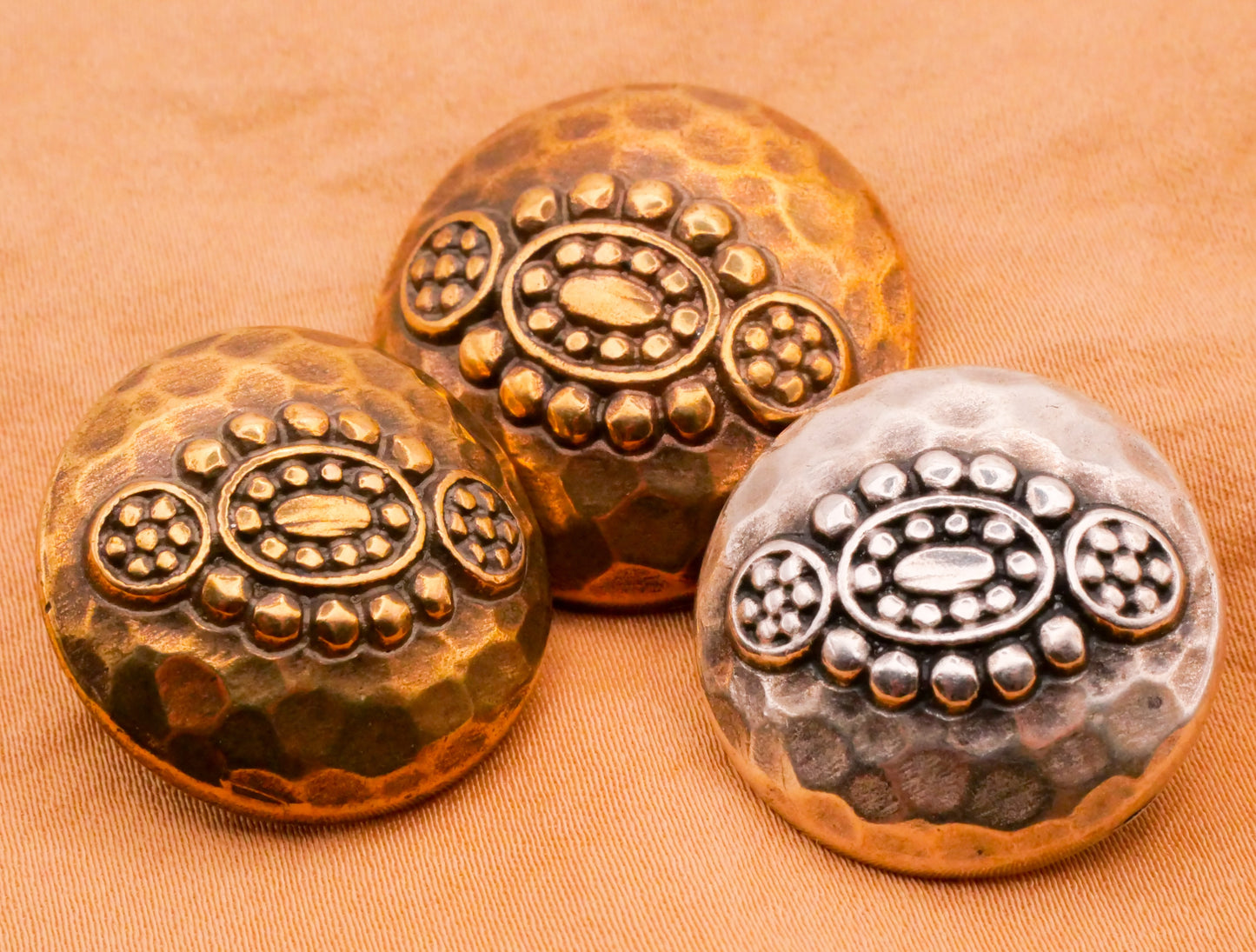 Hammered Design Gold Silver Metal Button Various 23-25mm