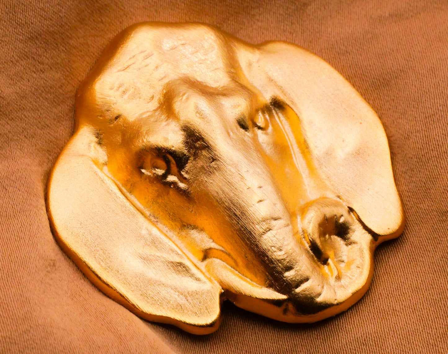 Elephant Head Vintage Gold Metal Large Button 41x44mm