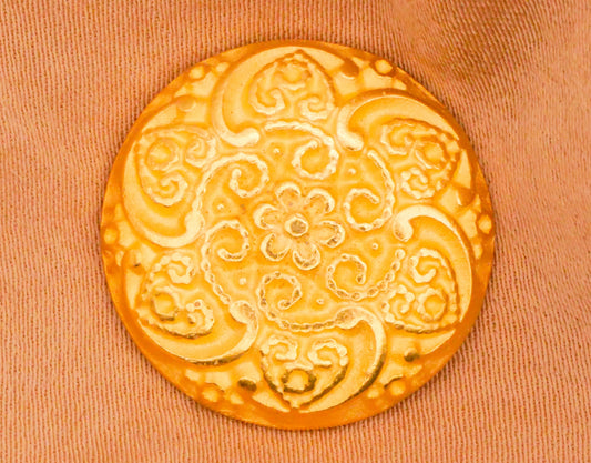 Flower Heart Mandala Vintage Gold Metal Button 21mm