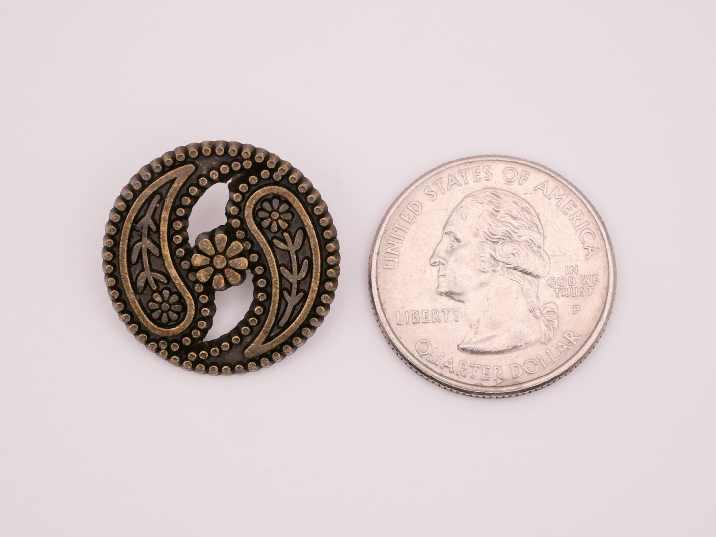 Paisley Flower Bronze Metal Button 23mm